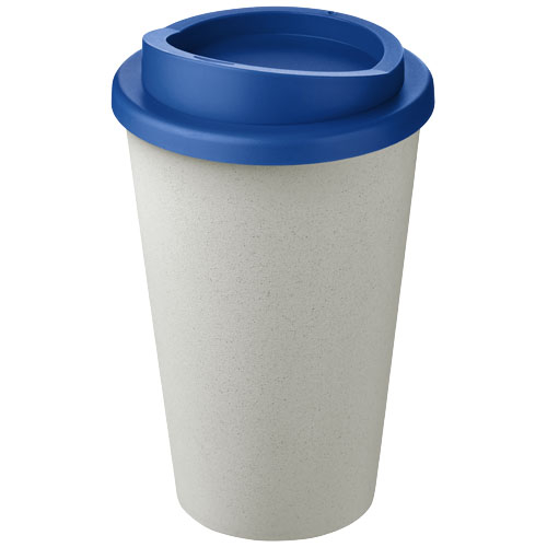Gobelet publicitaire recyclé 350ml Americano® Blanc et Bleu minéral